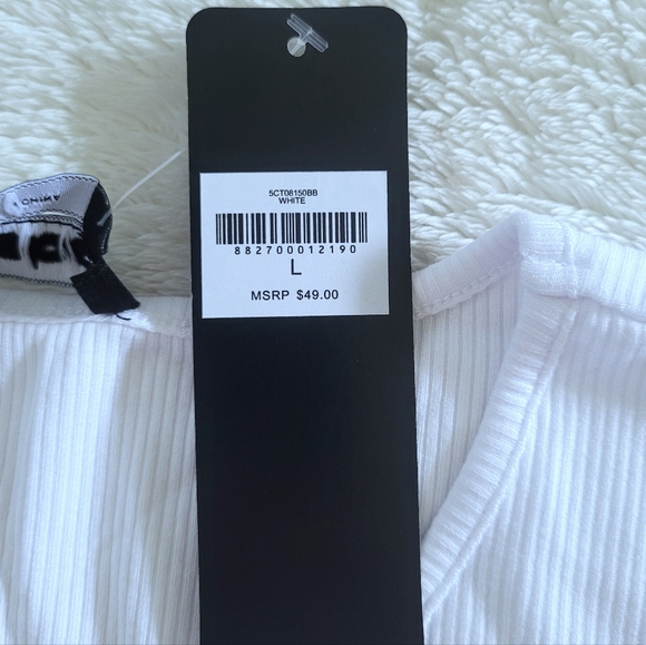 bebe White Ribbed Top with Clear Rhinestones💎 - NWT - Picture 15 of 15
